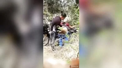 Nepali girlfriend and bent her over the bike and fingered her pussy