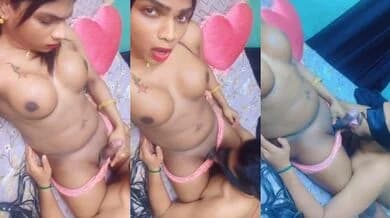 Sexy shemale sucks dick of ladyboy
