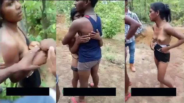 Telugu Villagers caught couple lovers fucking in the bush