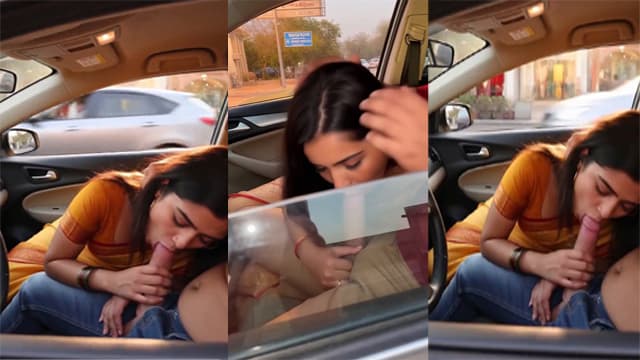 Indian Girl Giving Sloppy Blowjob In Car Mms